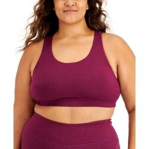 ID Ideology Plus Size Sweat Set Sports Bra-Color: winter plum